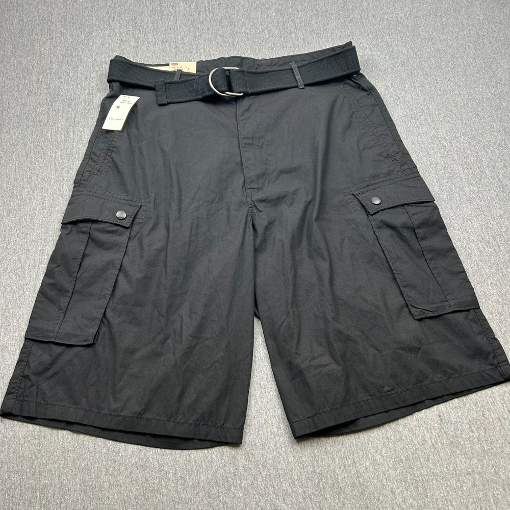 Levi's Cargo I Shorts Mens 36x12 Relaxed Fit Black Belted NEW Pockets
